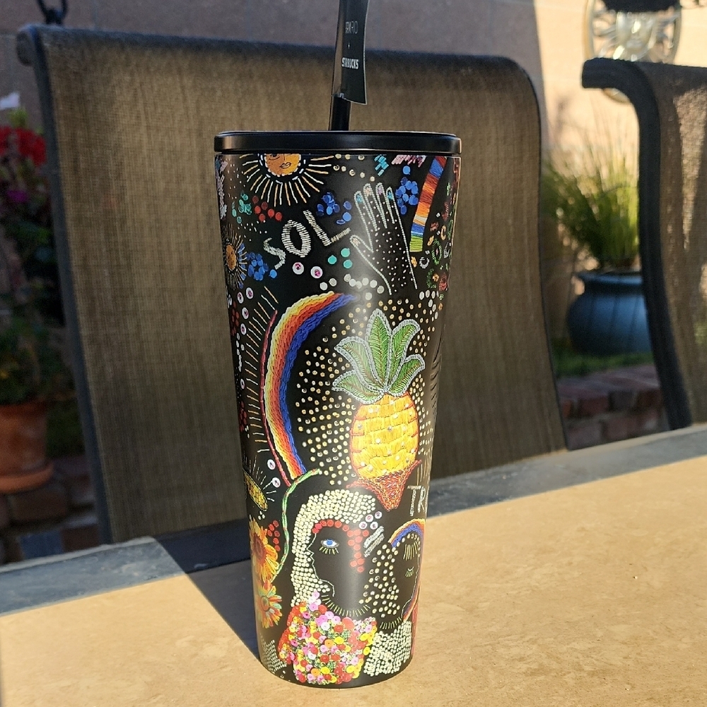 Starbucks x Farm Rio Black Floral Colorful Travel Tumbler - Picture 6 of 11